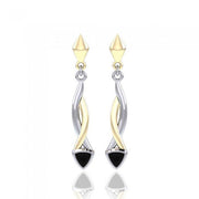 Black Magic Triangle Twist Silver & Gold Earrings MER400