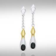 Black Magic Silver & Gold Earrings MER406