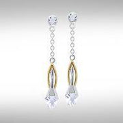 Blaque Silver & Gold Earrings with Gemstones MER408