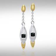 Black Magic Silver & Gold Pendant Earrings MER409