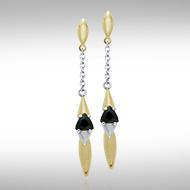 Black Magic Silver & Gold Pendant Earrings MER431