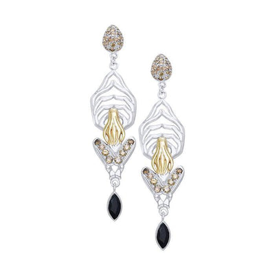 Unparalleled Elegance ~ Dali-inspired fine Sterling Silver Earrings in 18k Gold overlay MER519