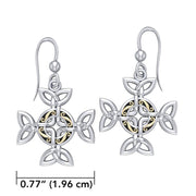 Celtic Knotwork Cross Silver & Gold Earrings MER710
