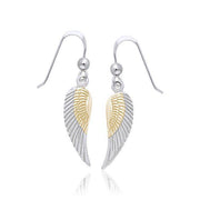 Angel Wing Silver and Gold Earrings MER927 - Peter Stone Wholesale