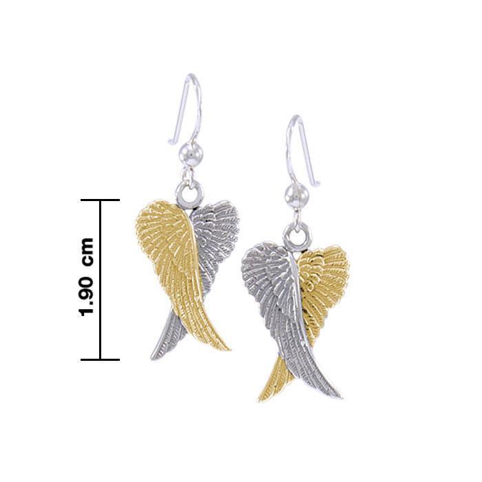 Angel Wings Silver and Gold Earrings MER928 - Peter Stone Wholesale