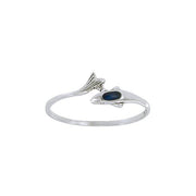 Silver and Synthetic Paua Shell Dolphin Ring MG090