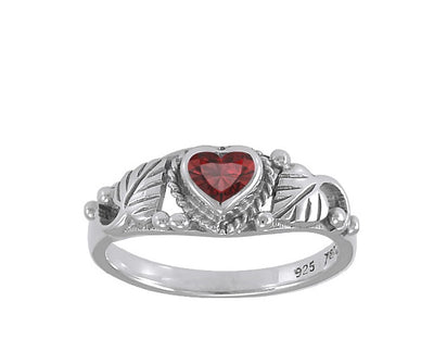 Leaf & Heart Sterling Silver Ring MG474