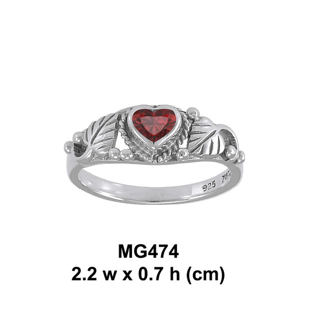 Leaf & Heart Sterling Silver Ring MG474