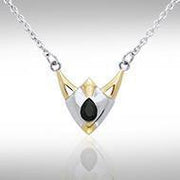 Black Magic Art Deco Triangle Silver & Gold Necklace MNC097