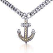 Firm and golden ~ 14k 2 micron gold-plated Anchor with Sterling Silver Jewelry Necklace MNC380 Necklace