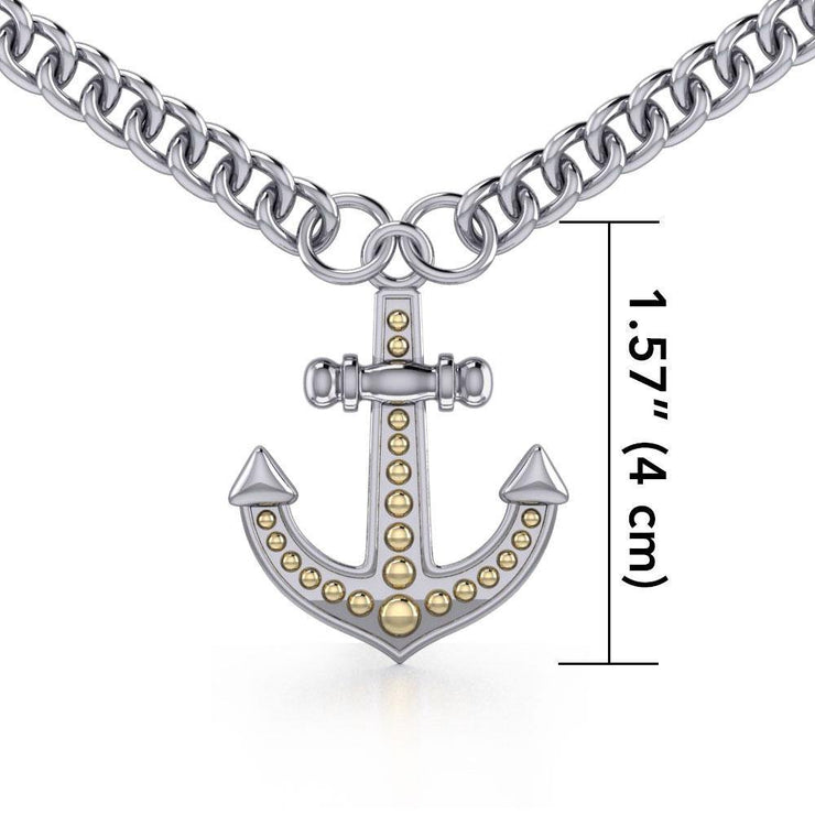 Firm and golden ~ 14k 2 micron gold-plated Anchor with Sterling Silver Jewelry Necklace MNC380