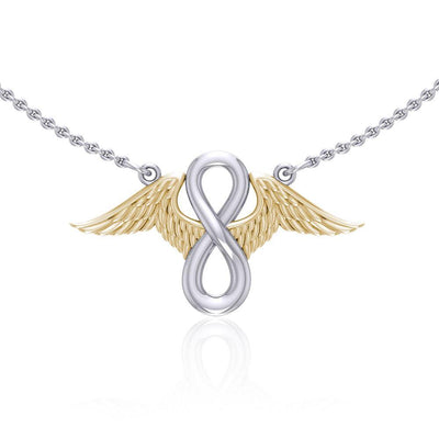 Angel Wings with Infinity Silver and Gold Necklace MNC445