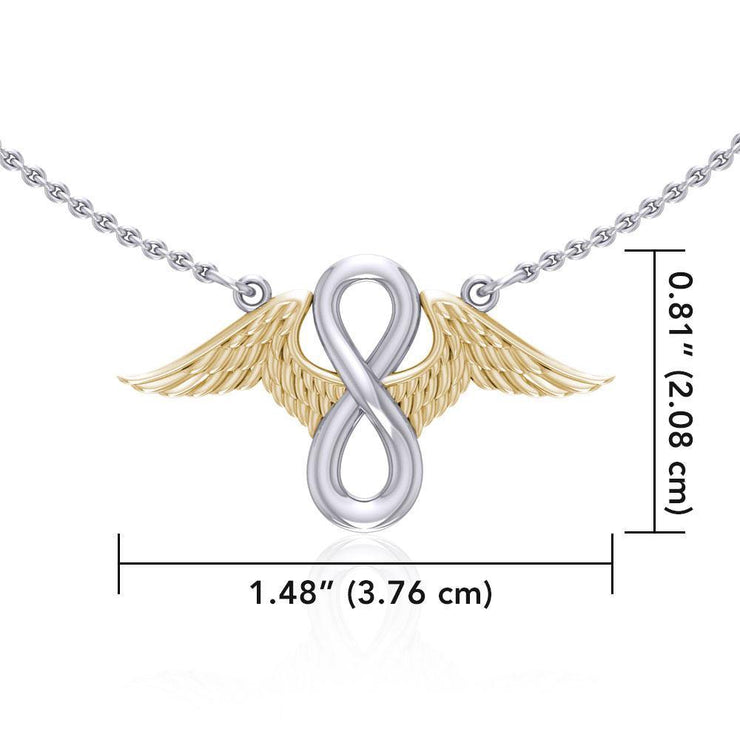 Angel Wings with Infinity Silver and Gold Necklace MNC445
