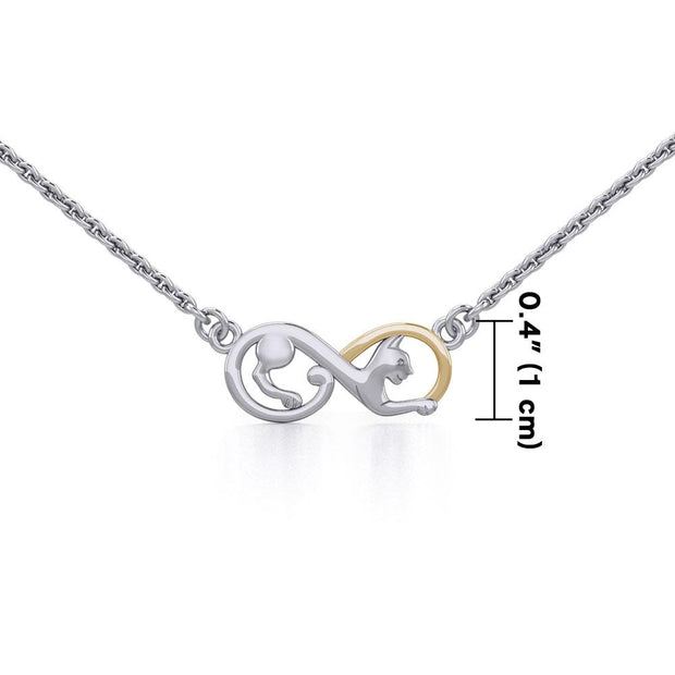 Infinity Cat Silver and Gold Necklace MNC489