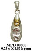 Taurus Zodiac Sign Silver and Gold Pendant with Gemstone MPD850