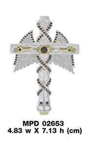 Believe in thy Cross ~ Dali-inspired fine Sterling Silver Jewelry Pendant in 18k Gold accent MPD2653