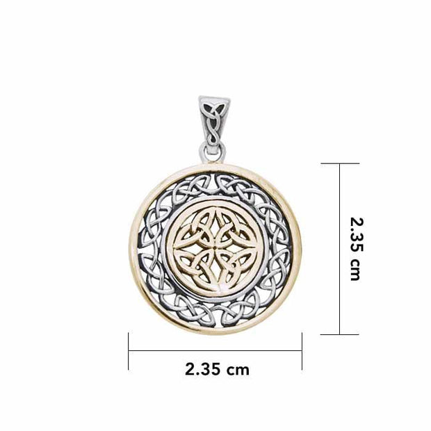 When gold shines through eternity ~ Celtic Knotwork Sterling Silver Pendant Jewelry with Gold accent