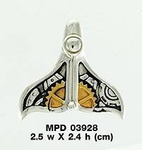 Whale Tail Steampunk Sterling Silver and Gold Pendant MPD3928 Pendant