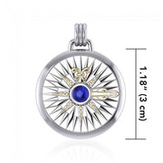 Guided by the Celtic Fleur de Lis Compass ~ Sterling Silver Pendant Jewelry with 14kt gold accent and gemstones MPD075