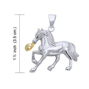 Declare in the nobility of the Friesian Horse ~ Sterling Silver Pendant Jewelry with 14k Gold Accent MPD1176