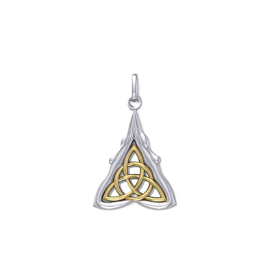 Everlasting divinity ~ Sterling Silver Danu Goddess Triquetra Pendant with 14k Gold accent MPD1197