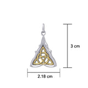 Everlasting divinity ~ Sterling Silver Danu Goddess Triquetra Pendant with 14k Gold accent MPD1197