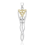 Embodying the Spirit of the Earth ~ Sterling Silver Danu Goddess Trinity Knot Pendant with 14k Gold accent MPD1201