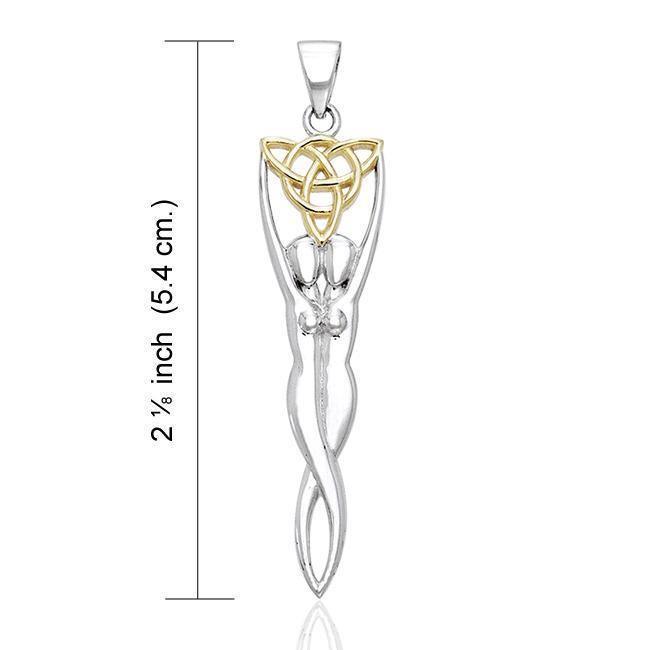 Embodying the Spirit of the Earth ~ Sterling Silver Danu Goddess Trinity Knot Pendant with 14k Gold accent MPD1201