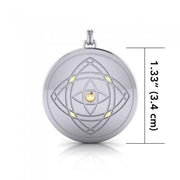Hold your focus ~ Be Focused ~ A Sterling Silver Jewelry Pendant Mandala with 14k gold accent MPD1262