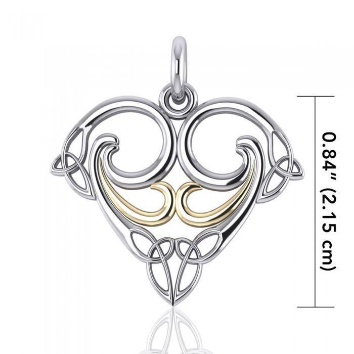 Eternal life’s significance ~ Sterling Silver Celtic Triquetra Pendant with 14k Gold Accent MPD1268