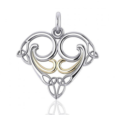 Eternal life’s significance ~ Sterling Silver Celtic Triquetra Pendant with 14k Gold Accent MPD1268