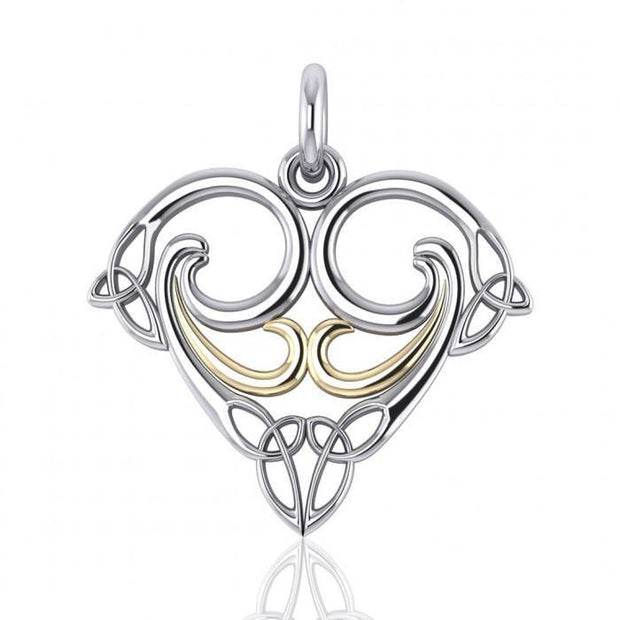 Eternal life’s significance ~ Sterling Silver Celtic Triquetra Pendant with 14k Gold Accent MPD1268