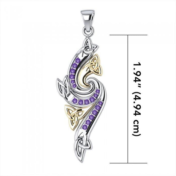 Everything is part of a cycle just as the seasons are ~ Sterling Silver Celtic Triquetra Pendant Jewelry with 14k Gold and Gemstones MPD1272