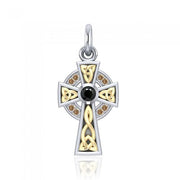 An inspiring crucifix ~ Sterling Silver Jewelry Celtic Cross Pendant with 18k Gold accent MPD1805