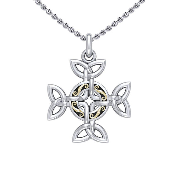 Celtic Knotwork Cross Silver and Gold Pendant MPD1816