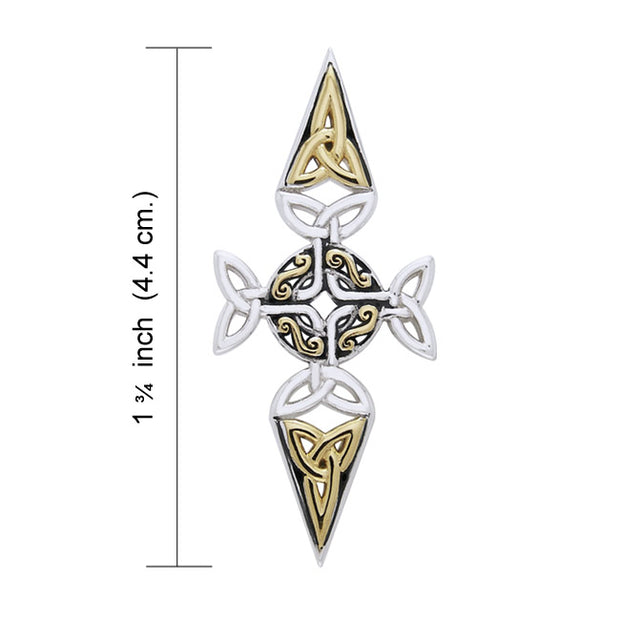 Celtic Trinity Cross Silver & Gold Pendant MPD1820