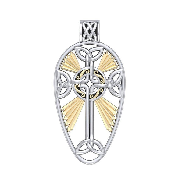 Celtic Knotwork Cross Silver & Gold Pendant MPD1821