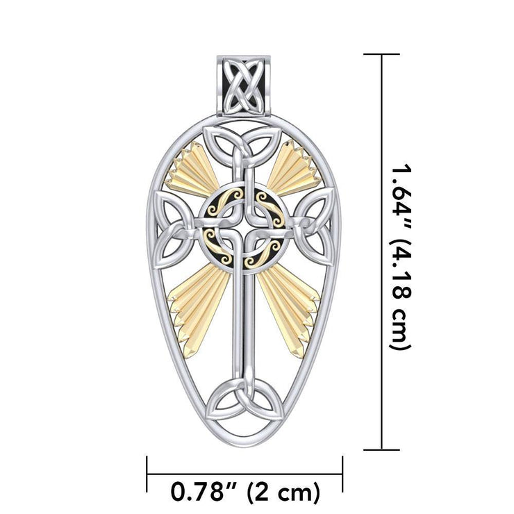 Celtic Knotwork Cross Silver & Gold Pendant MPD1821