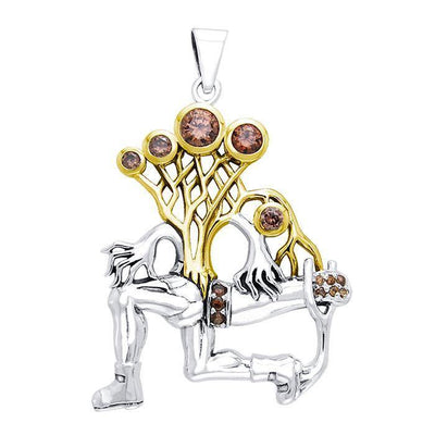 Contemporary work of art ~ Dali-inspired fine Sterling Silver Jewelry Pendant in 18k Gold accent MPD2655