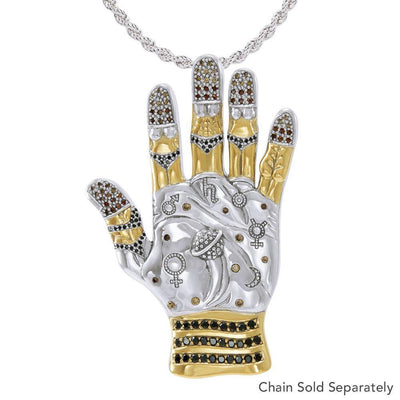 Art in the palm of your hand ~ Dali-inspired fine Sterling Silver Jewelry Pendant in 18k Gold accent MPD2656