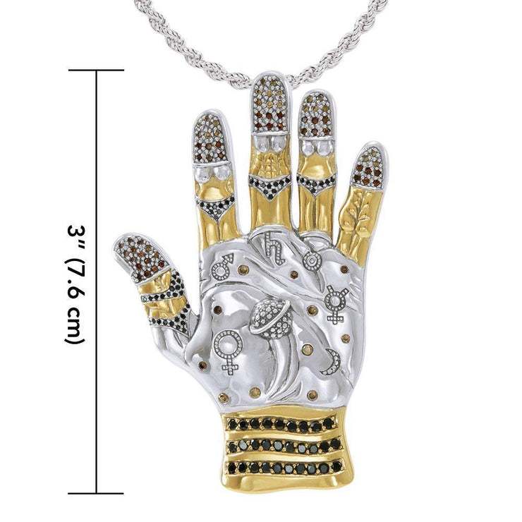 Art in the palm of your hand ~ Dali-inspired fine Sterling Silver Jewelry Pendant in 18k Gold accent MPD2656 Pendant