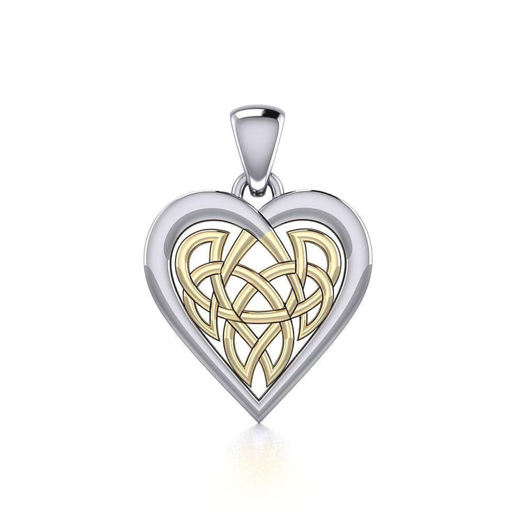 Celtic Knot Heart Sterling Silver and Gold Pendant MPD3015