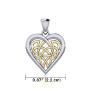 Celtic Knot Heart Sterling Silver and Gold Pendant MPD3015