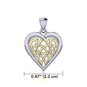 Celtic Knot Heart Sterling Silver and Gold Pendant MPD3015