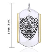 Nature’s revered inspiration ~ Sterling Silver Green Man Pendant Jewelry with 18k Gold accent MPD3129