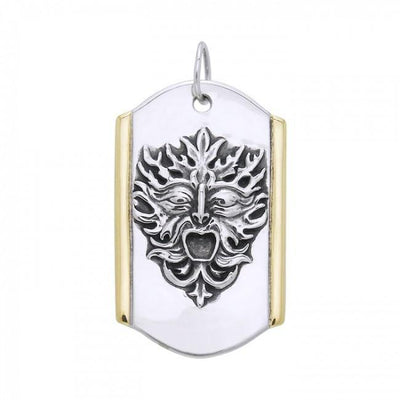Nature’s revered inspiration ~ Sterling Silver Green Man Pendant Jewelry with 18k Gold accent MPD3129