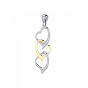 3 Hearts Together Silver and Gold Accents Pendant MPD3602