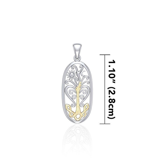 Worthy of the Golden Tree of Life ~ 14k Gold accent and Sterling Silver Jewelry Pendant MPD3930
