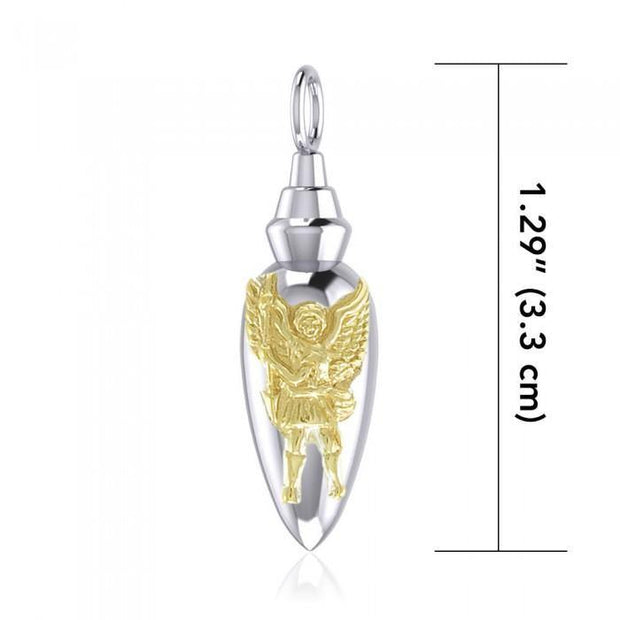 Archangel Michael Silver and Gold Vial Pendant MPD4069