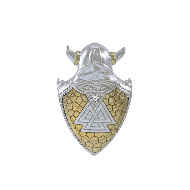 Viking Valknut Shield Silver and Gold Vermeil Pendant MPD4395